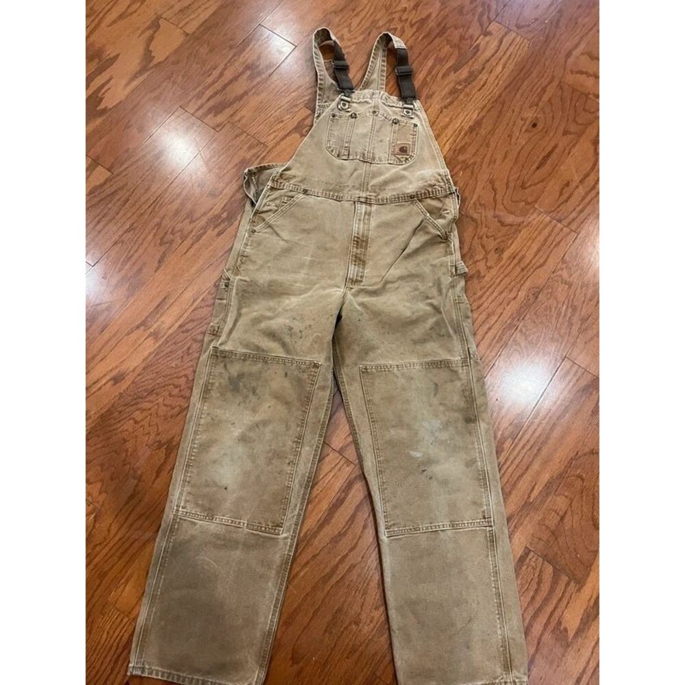 Carhartt brown duck double-knee bib overall 36x34
